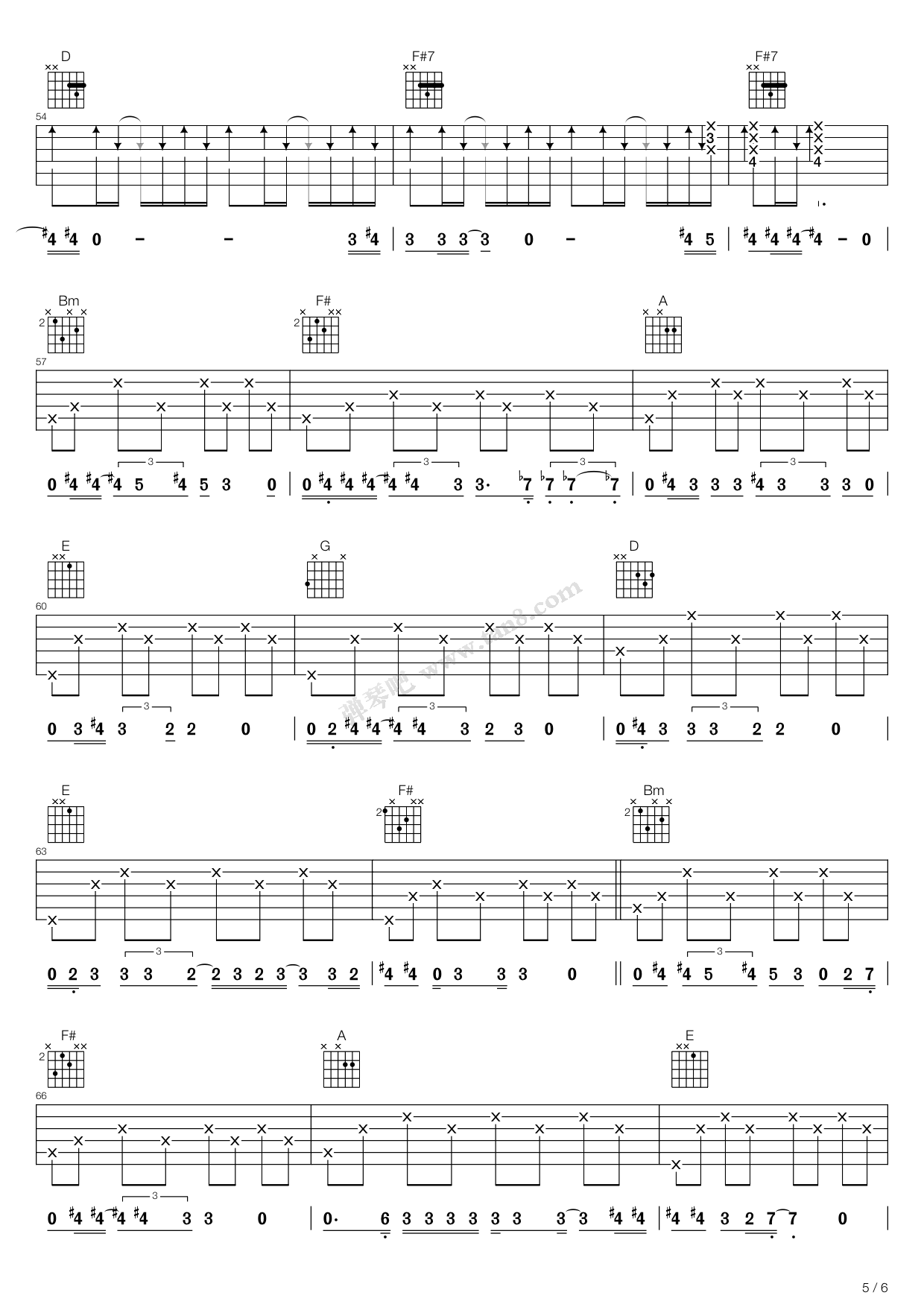 《Hotel California (加州旅馆)》吉他谱-C大调音乐网