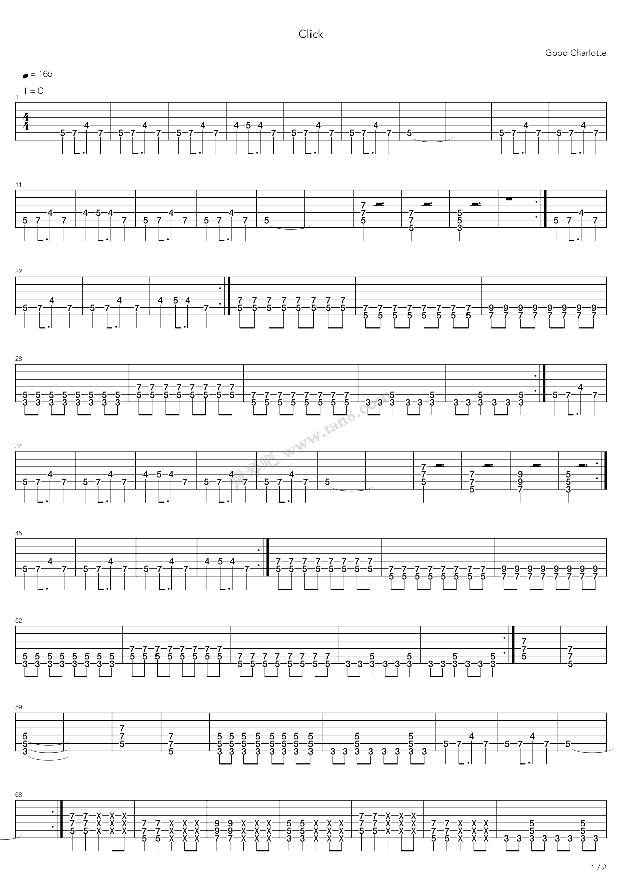 《Click》吉他谱-C大调音乐网