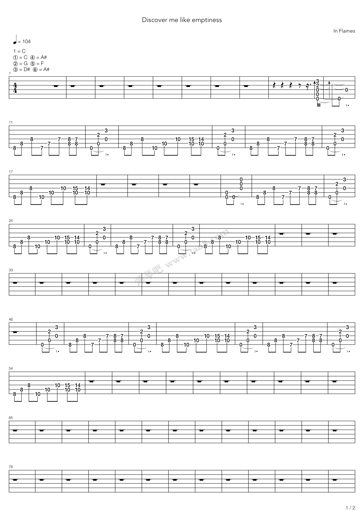 《Discover Me Like Emptiness》吉他谱-C大调音乐网