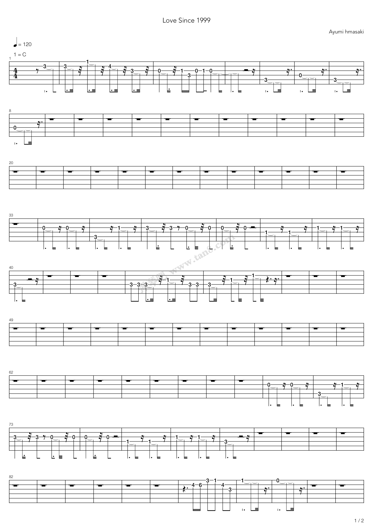 《Love Since 1999》吉他谱-C大调音乐网