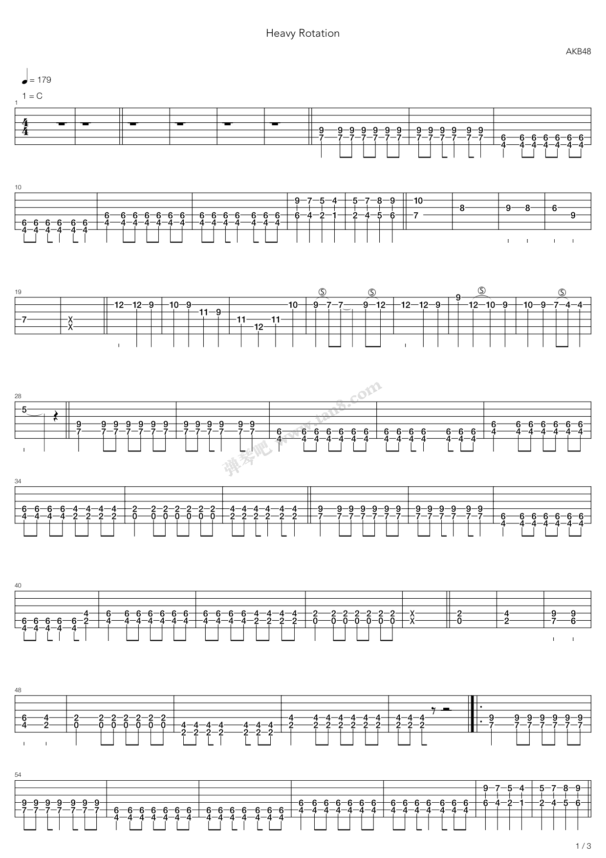 《Heavy Rotation》吉他谱-C大调音乐网