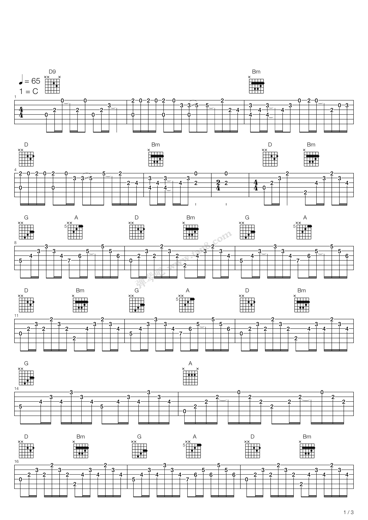 《猪之歌》吉他谱-C大调音乐网