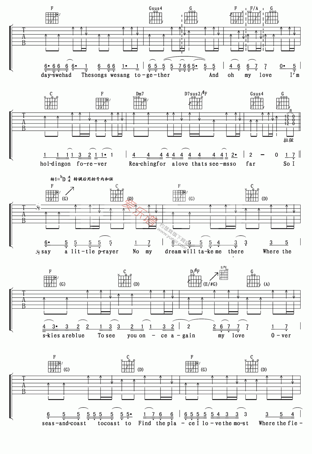 《Westlife(西城男孩)《My Love》》吉他谱-C大调音乐网