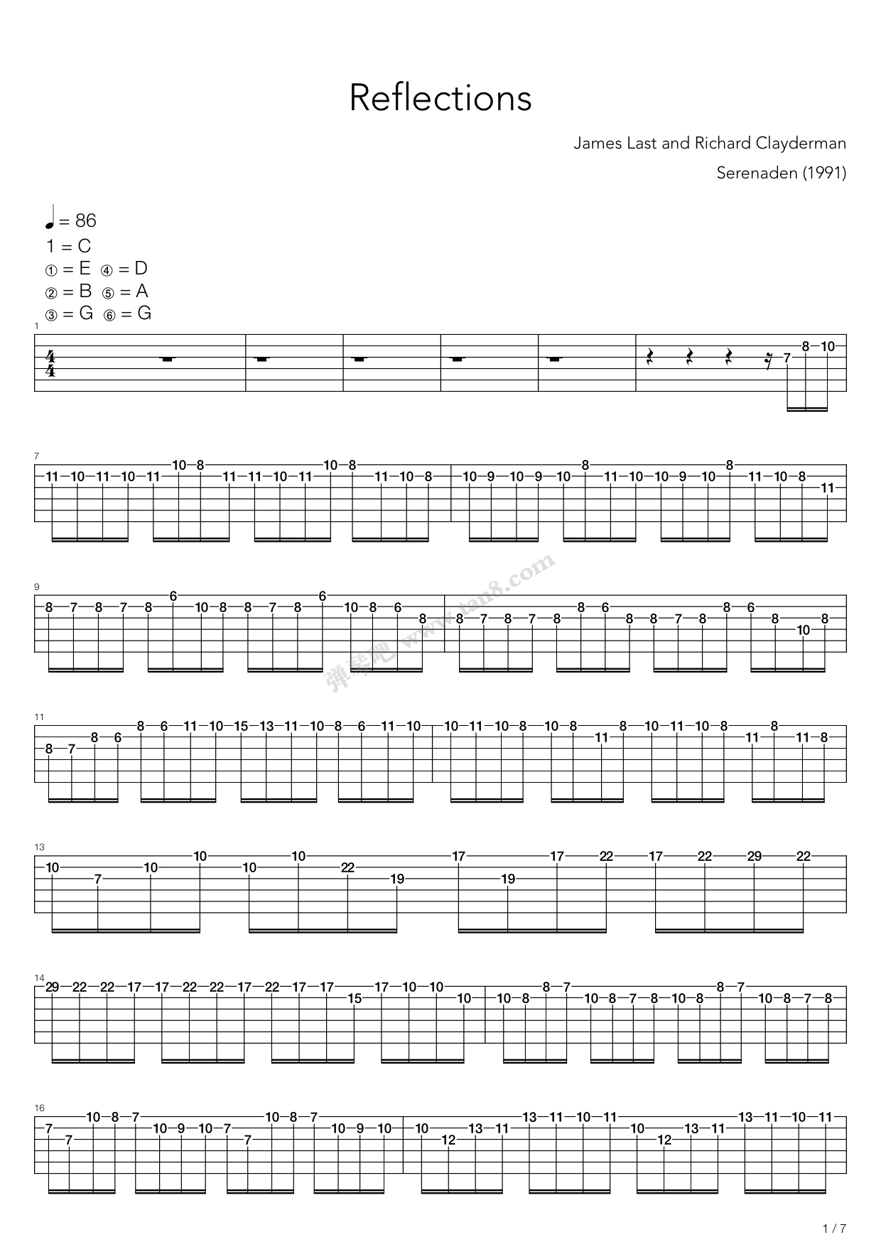 《Reflections》吉他谱-C大调音乐网
