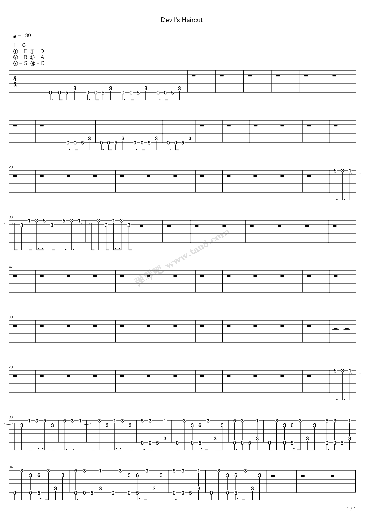 《Devils Haircut》吉他谱-C大调音乐网