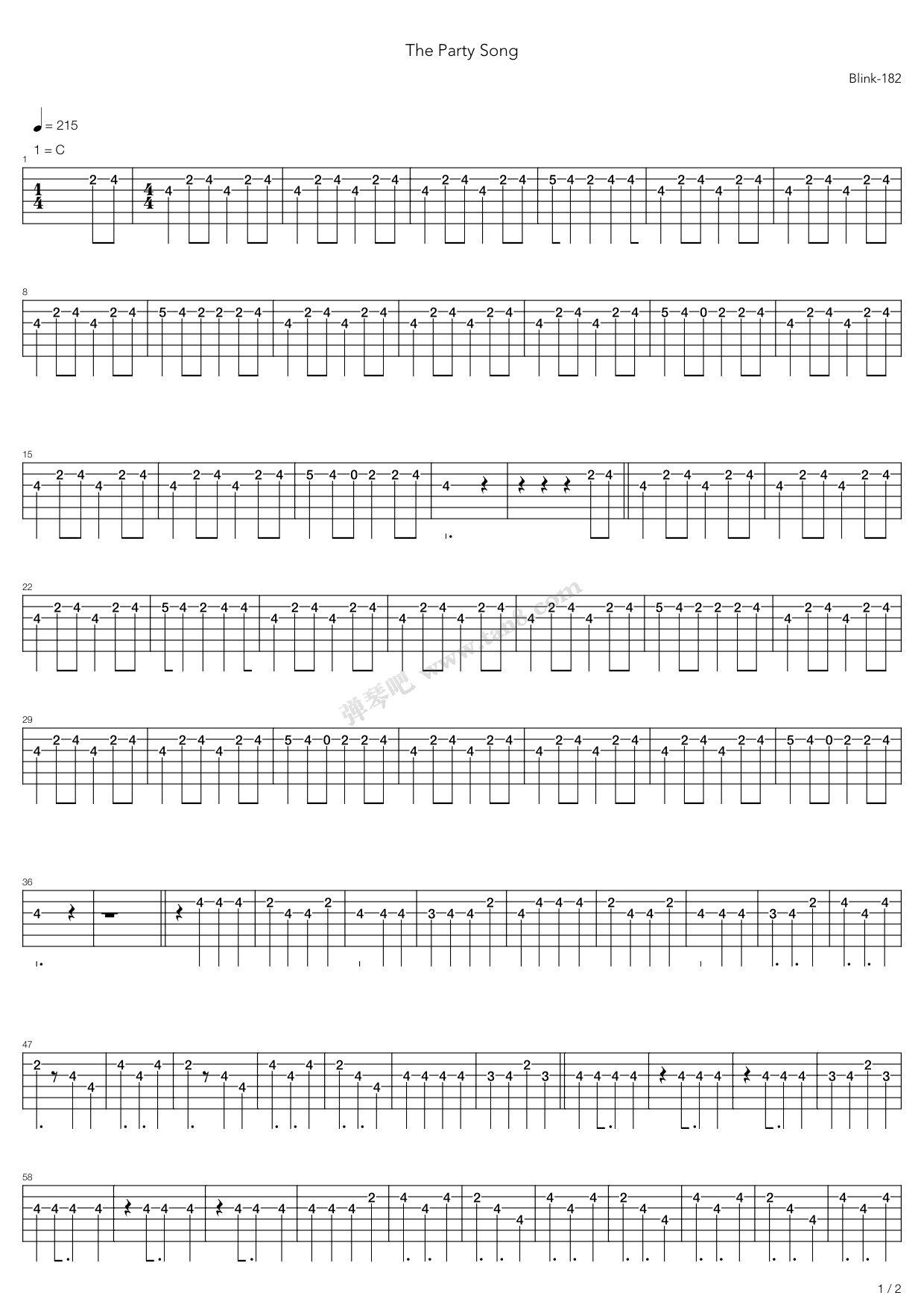 《Party Song》吉他谱-C大调音乐网
