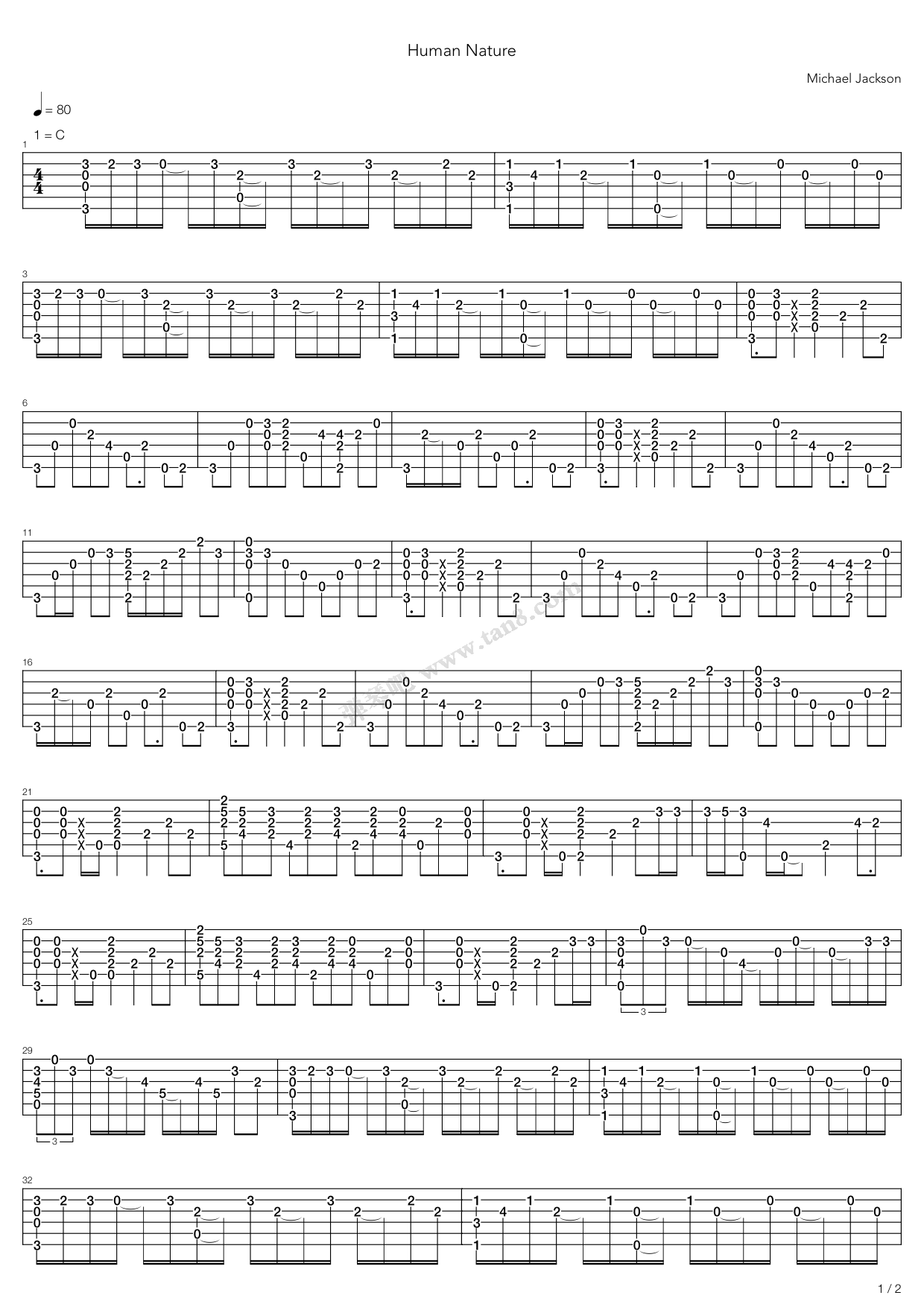 《Human Nature》吉他谱-C大调音乐网