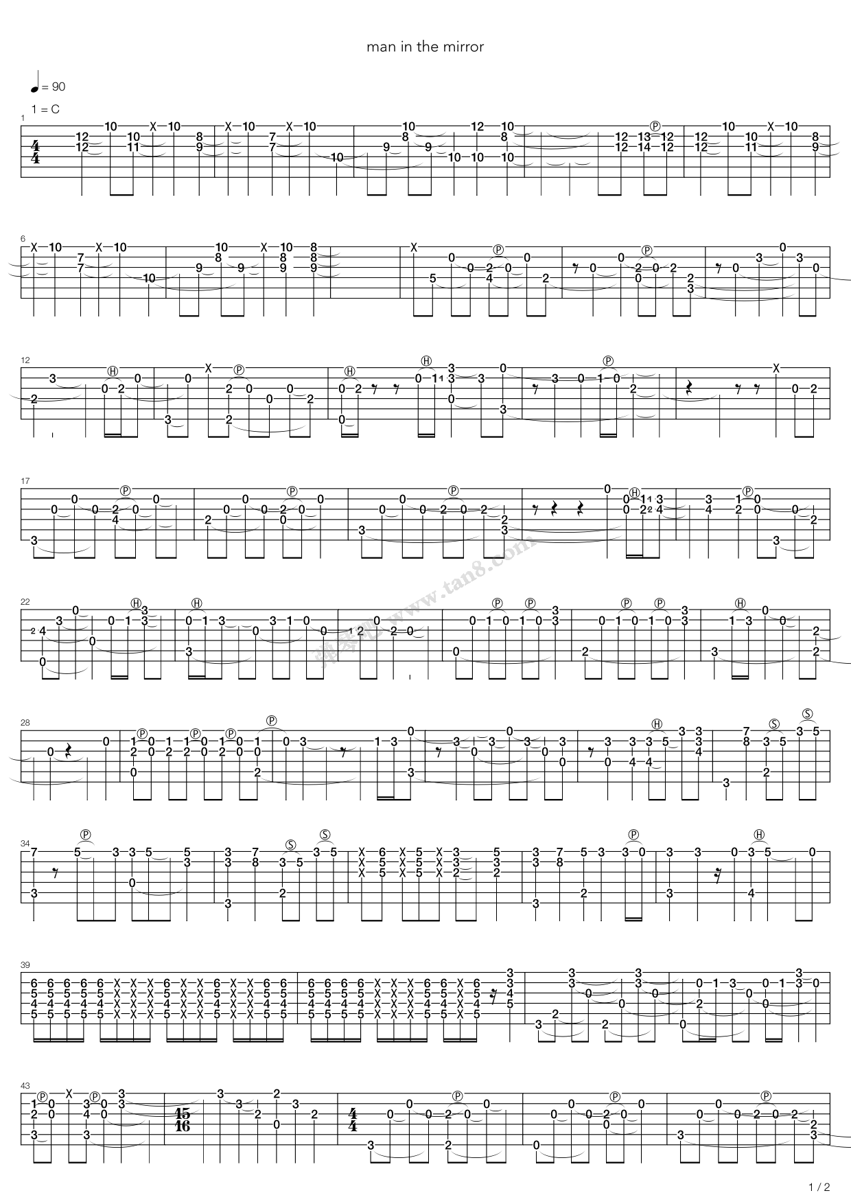 《Man In The Mirror》吉他谱-C大调音乐网