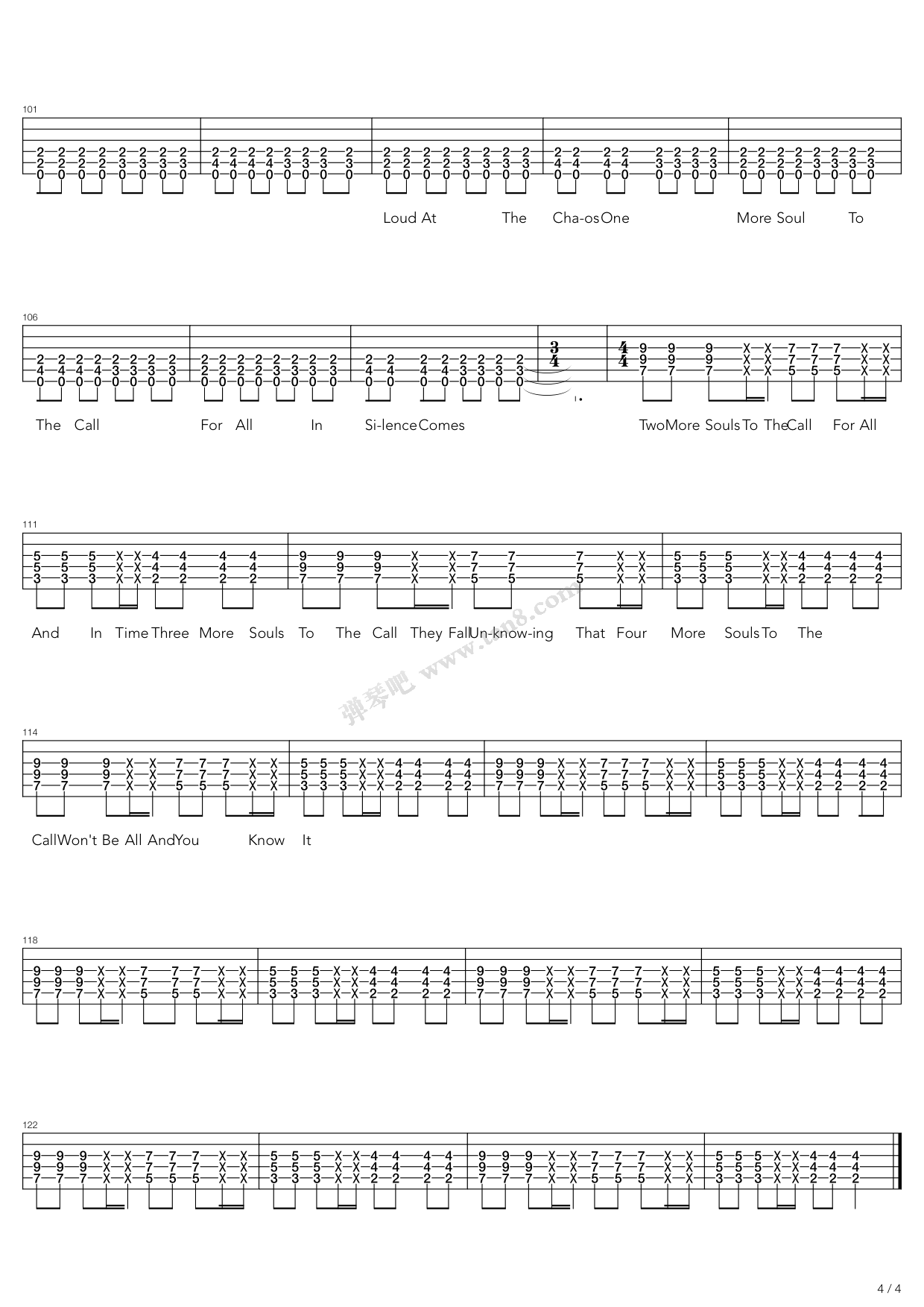 《One More Soul To The Call》吉他谱-C大调音乐网