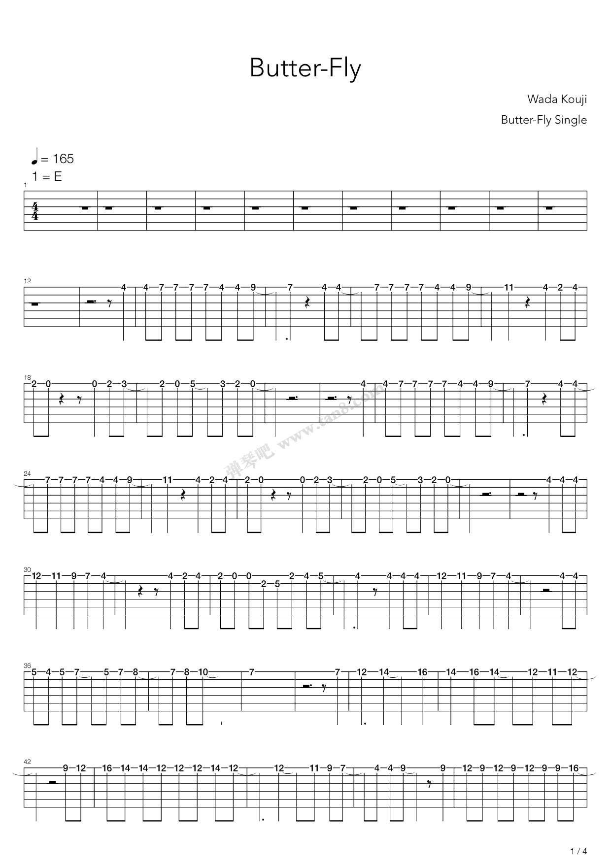 《数码宝贝 OP - Butter Fly》吉他谱-C大调音乐网