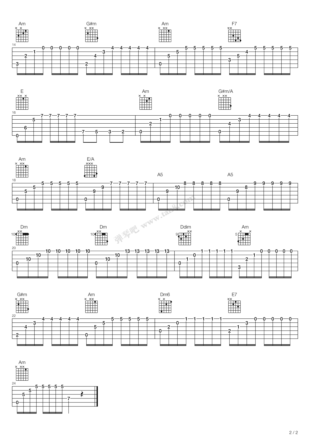 《卡尔卡西练习曲 - 02》吉他谱-C大调音乐网