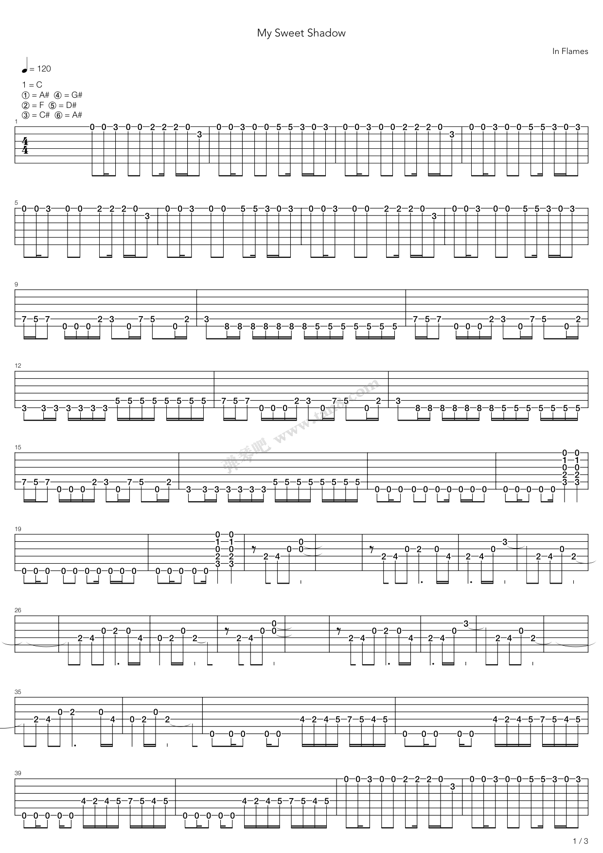 《My Sweet Shadow》吉他谱-C大调音乐网