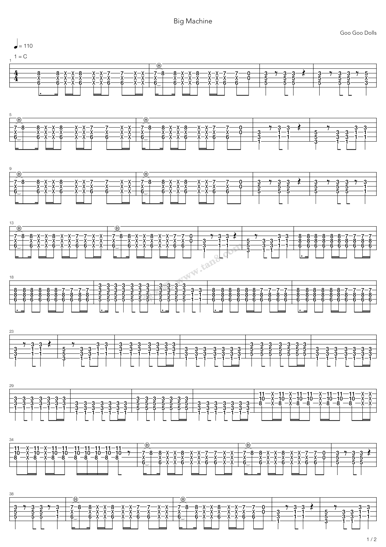《Big Machine》吉他谱-C大调音乐网