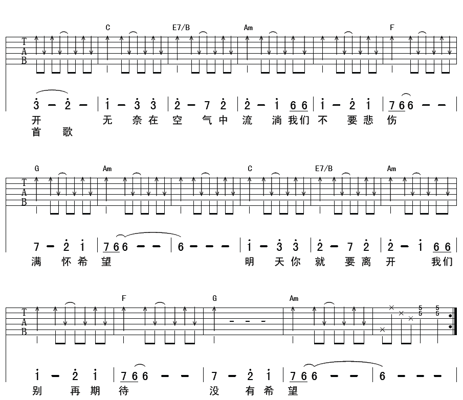 破碎乐队 完美冬天吉他谱-C大调音乐网