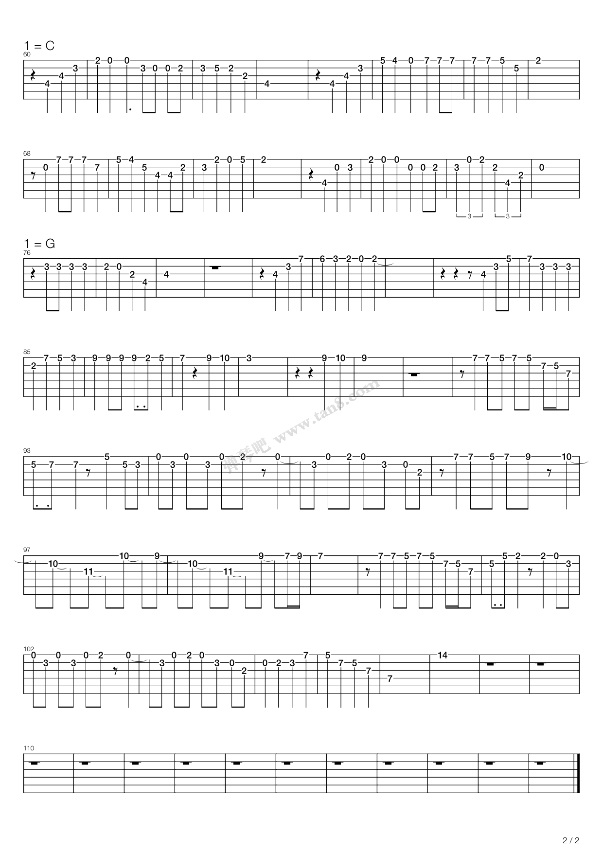 《随意飘荡》吉他谱-C大调音乐网
