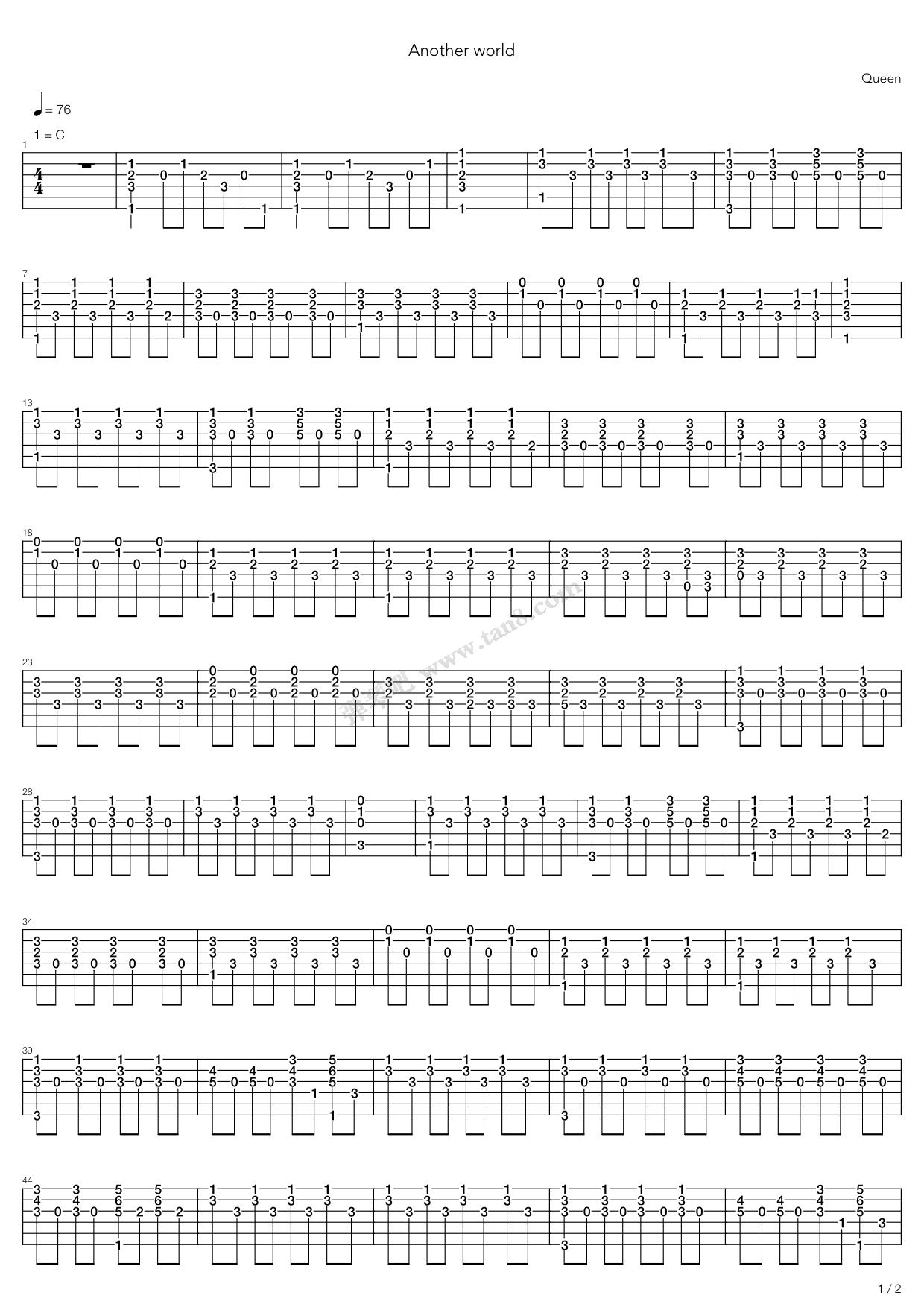《Another World》吉他谱-C大调音乐网