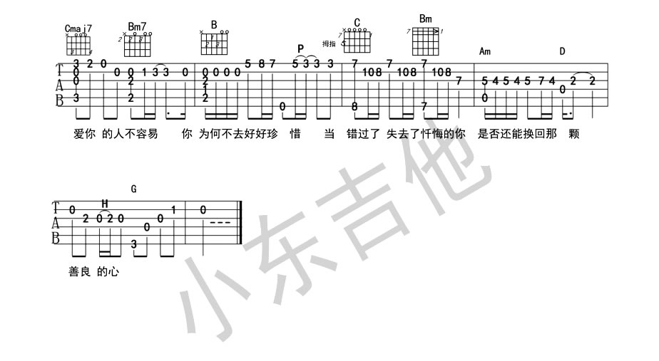 《有个爱你的人不容易吉他独奏谱_那英_吉他指弹示范》吉他谱-C大调音乐网
