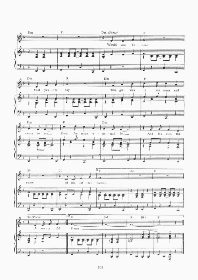 《HIS LATEST FLAME》吉他谱-C大调音乐网