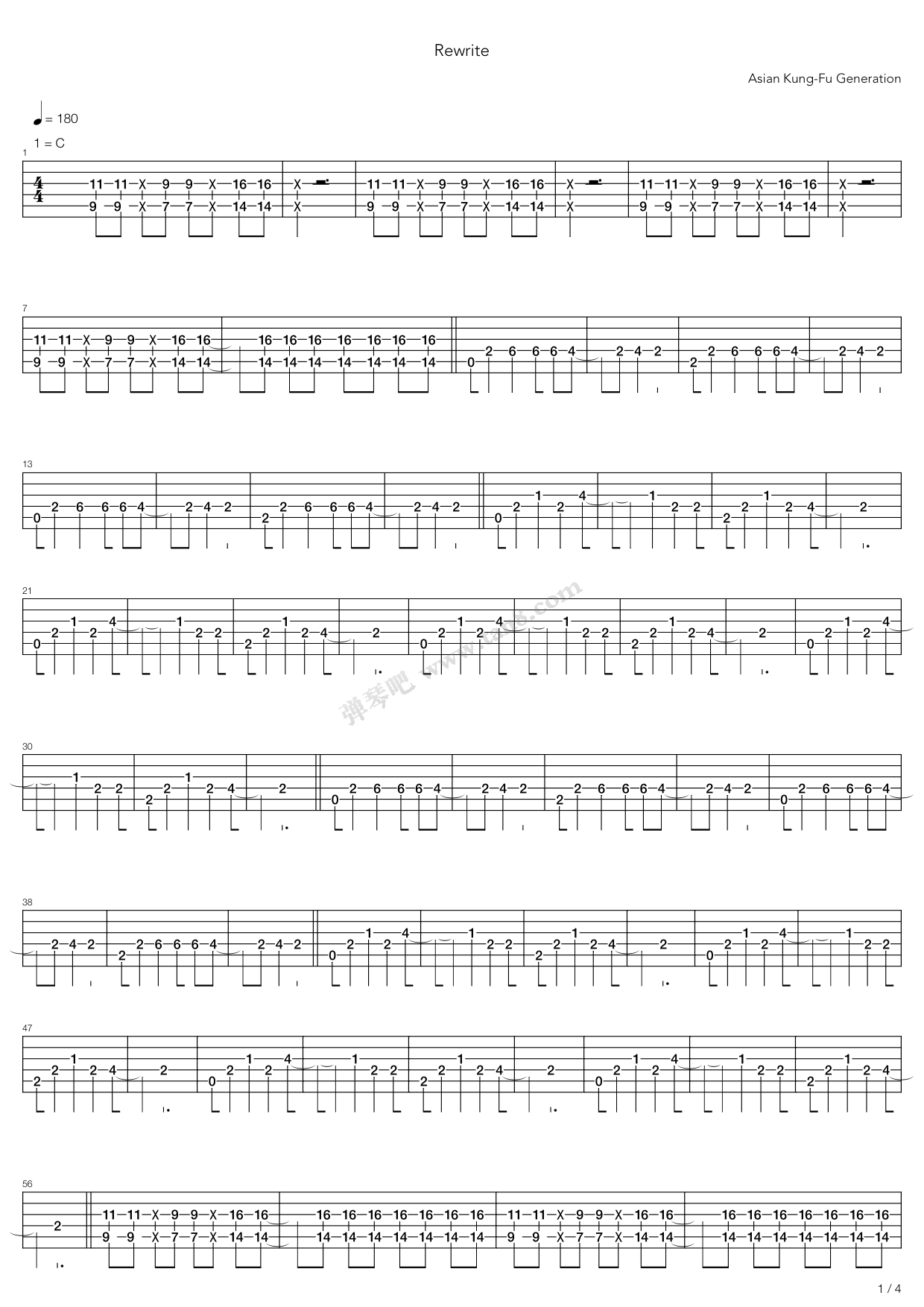 《Rewrite》吉他谱-C大调音乐网