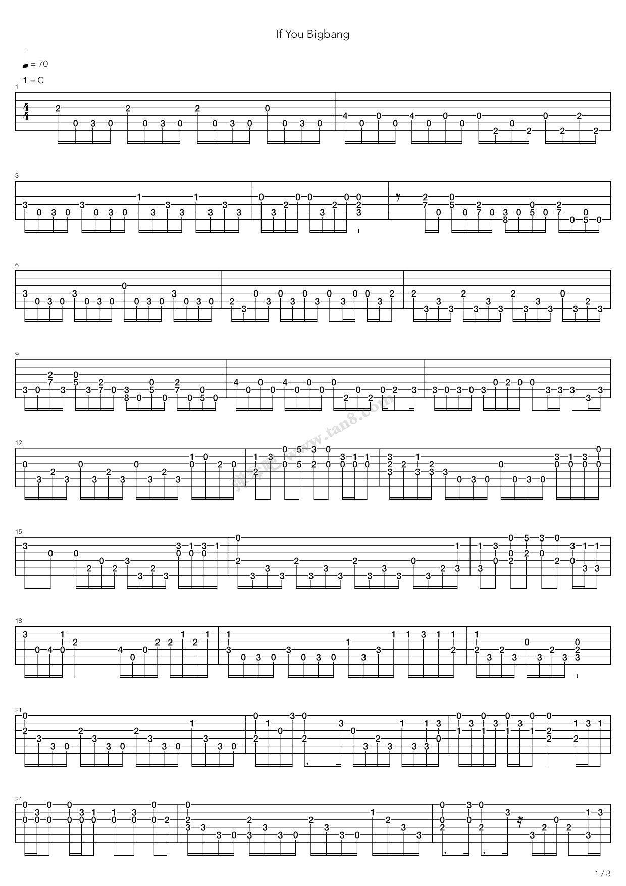 《If You Bigbang 吉他独奏》吉他谱-C大调音乐网