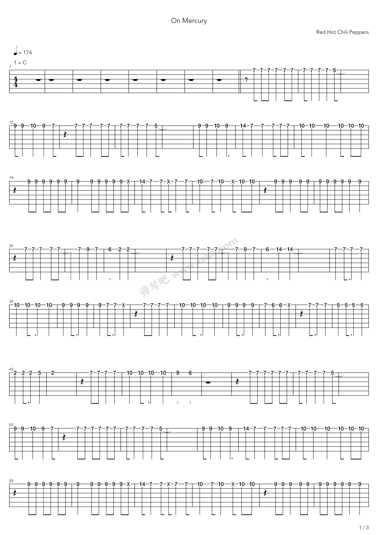《On Mercury》吉他谱-C大调音乐网
