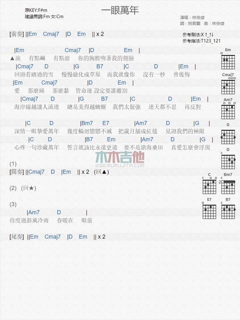 一眼万年吉他谱