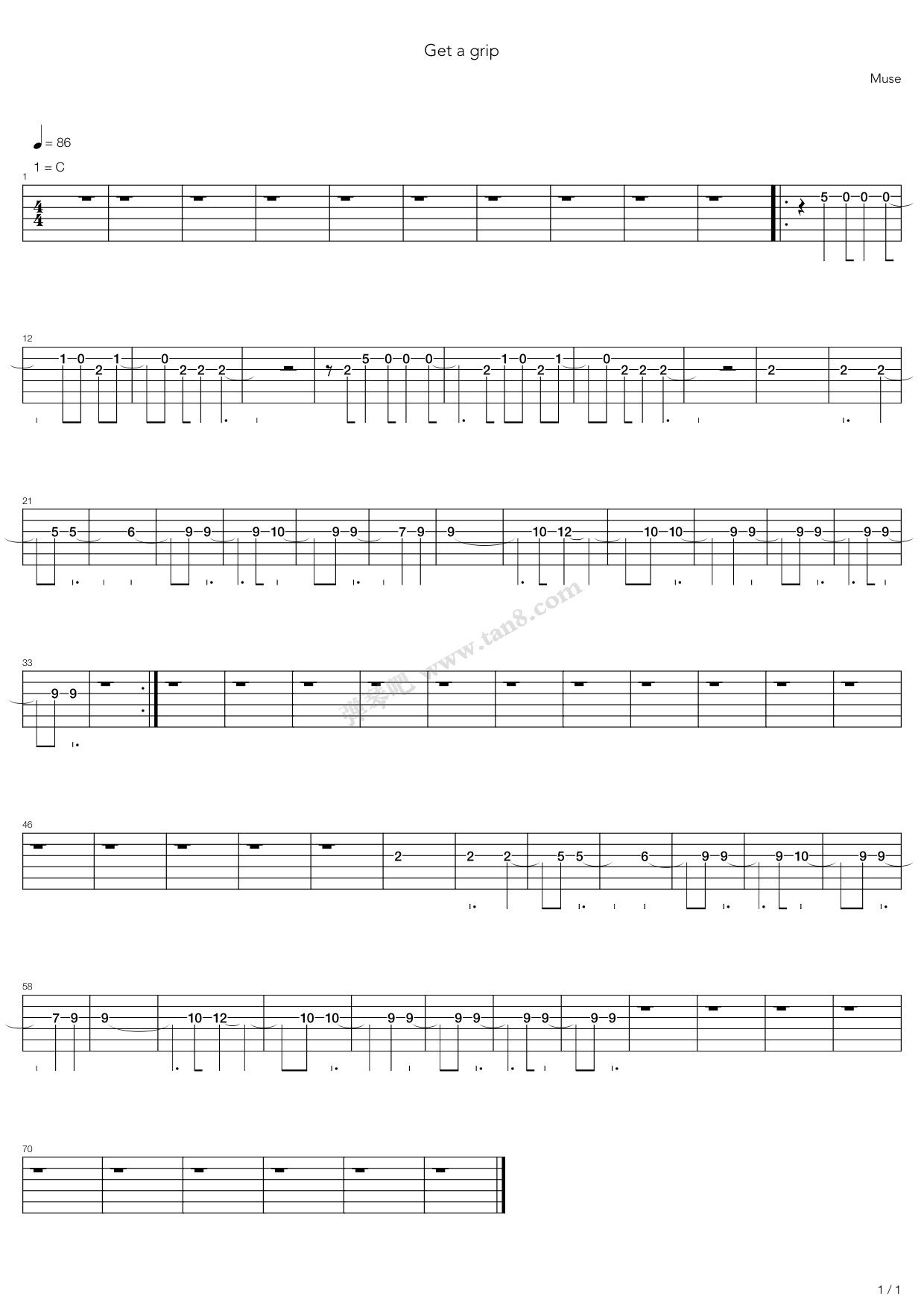 《Get A Grip》吉他谱-C大调音乐网