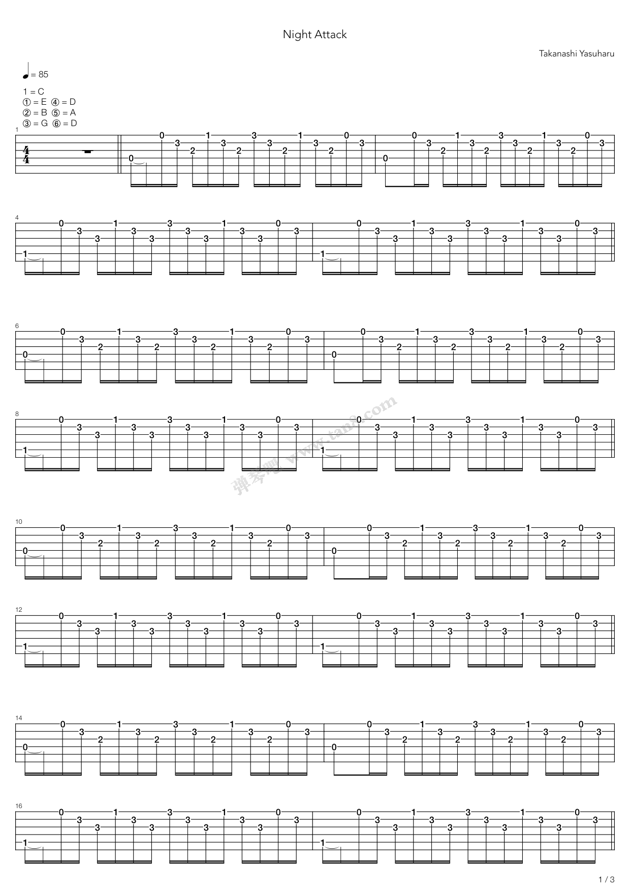 《Night Attack》吉他谱-C大调音乐网
