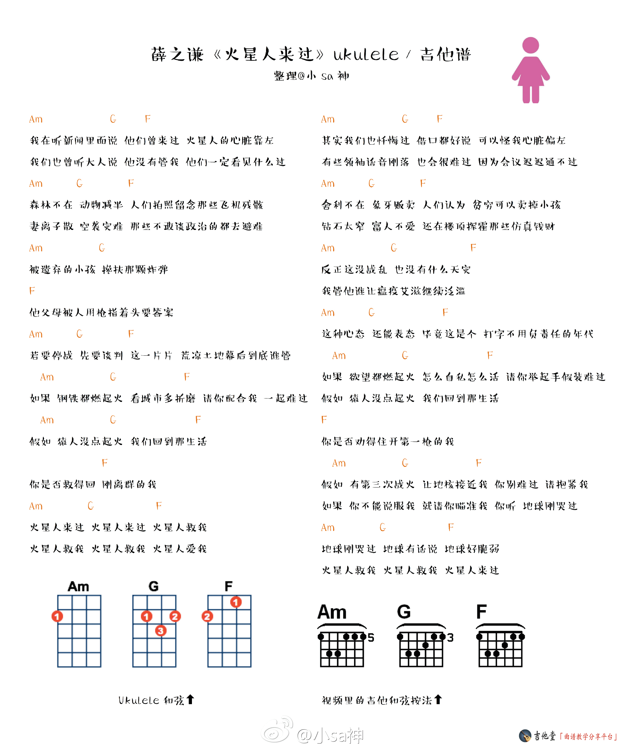 《薛之谦《火星人来过》吉他谱_和弦伴奏谱_附弹唱演示》吉他谱-C大调音乐网