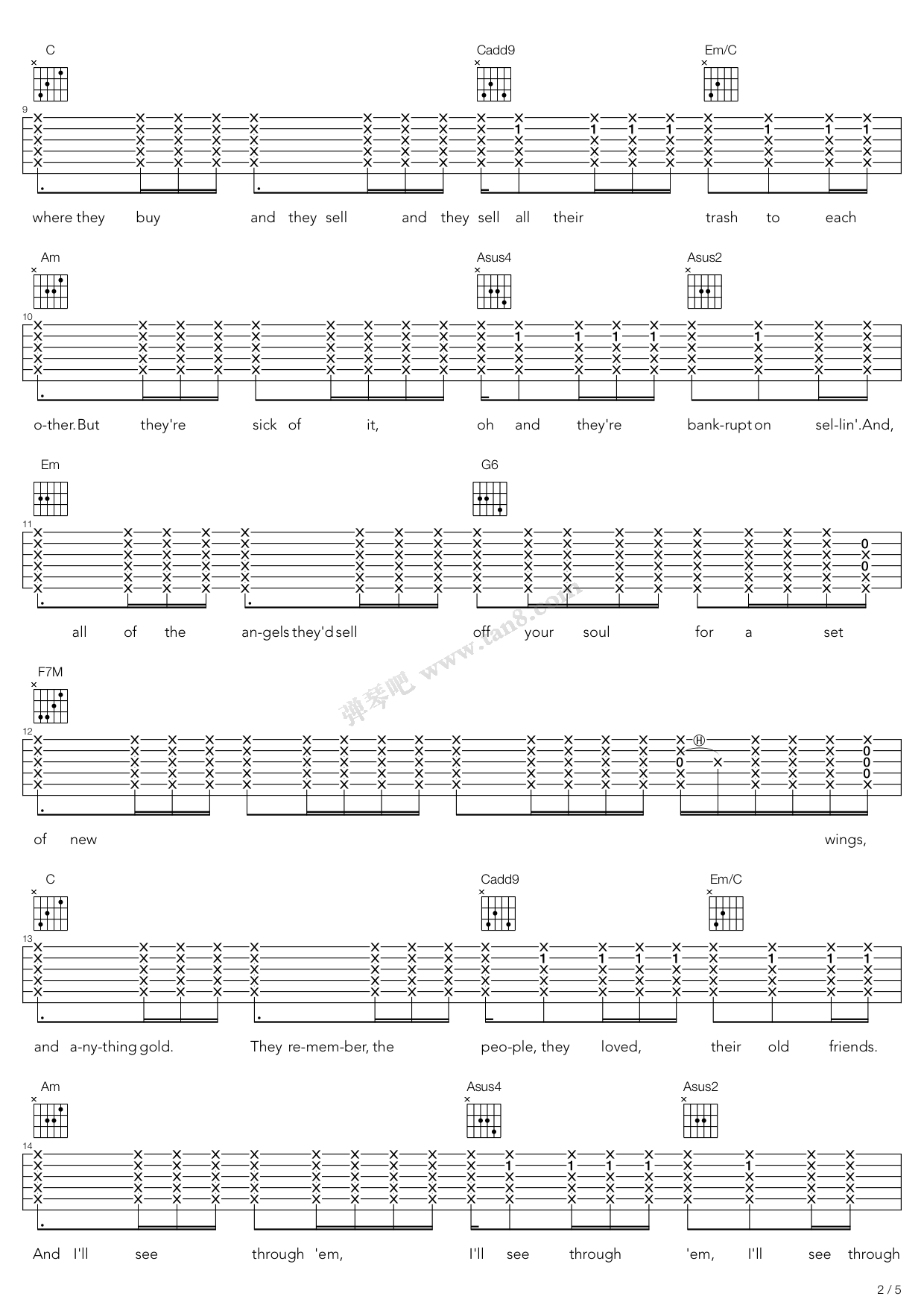 《Bankrupt On Selling》吉他谱-C大调音乐网