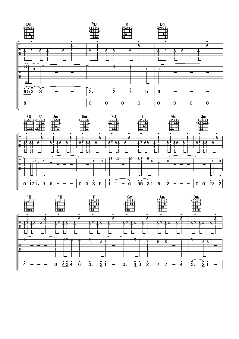 张国荣 倩女幽魂吉他谱-C大调音乐网