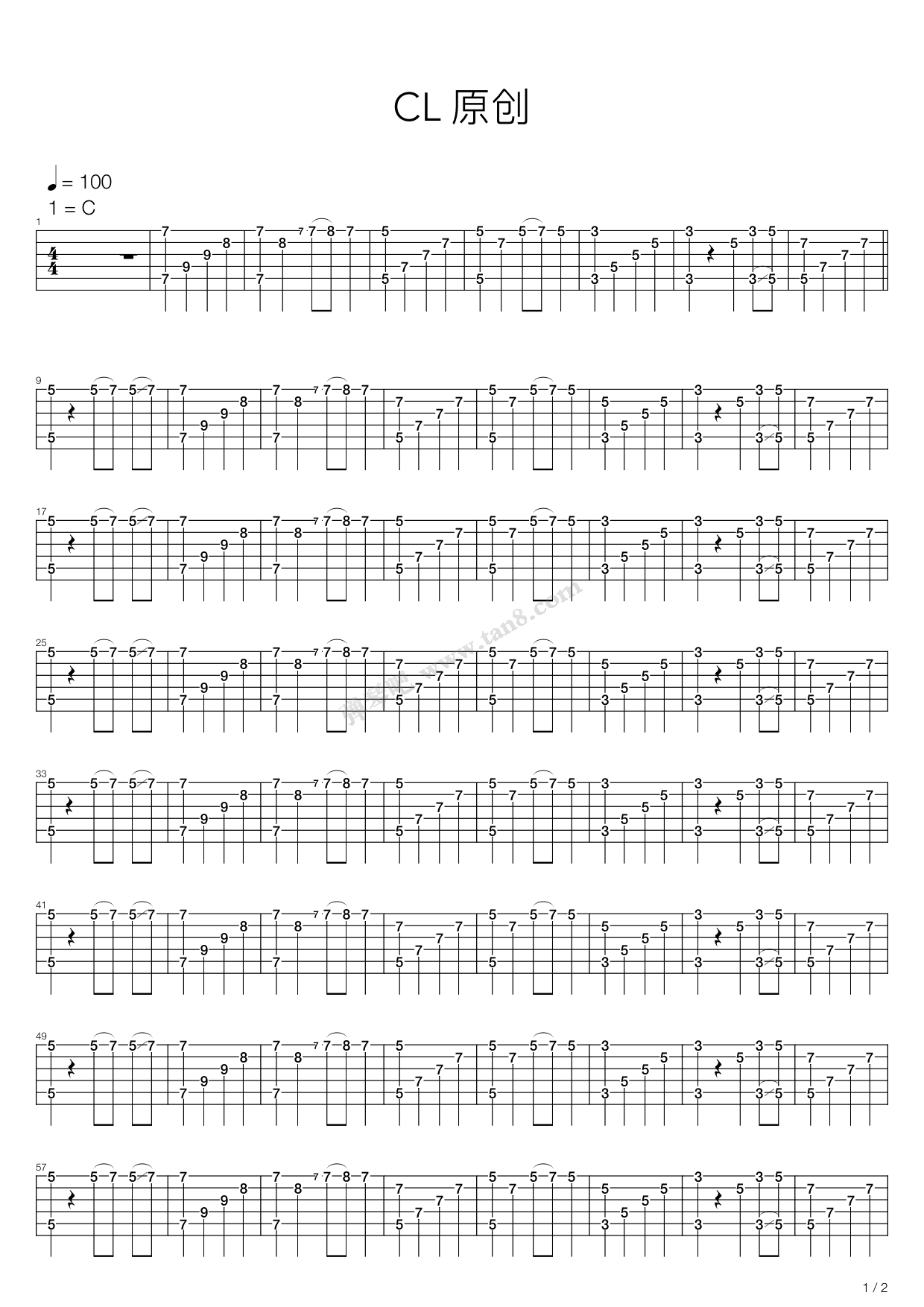 《cl乐队原创》吉他谱-C大调音乐网