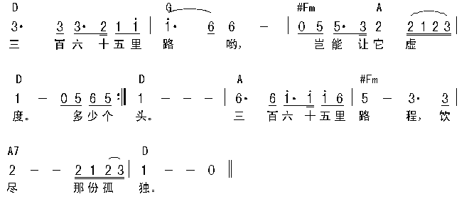 三百六十五里路-认证谱-C大调音乐网