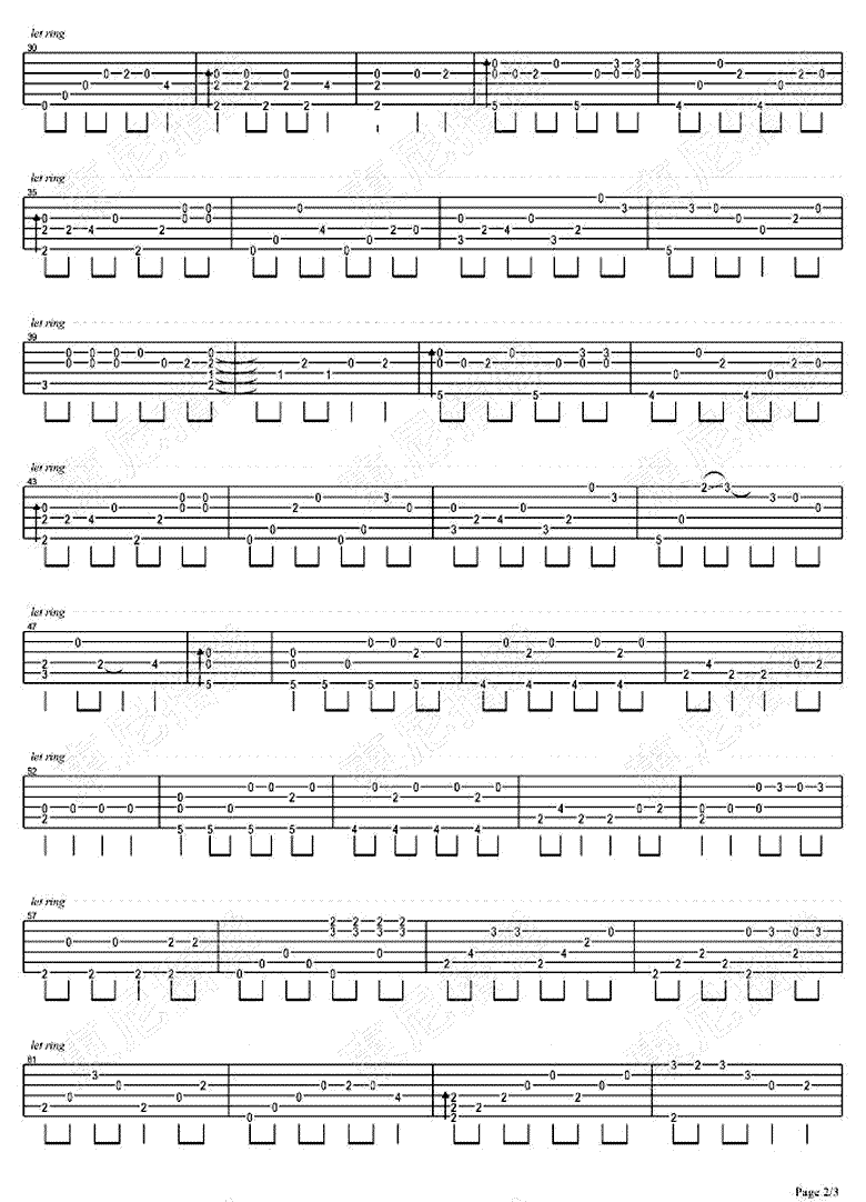 体面指弹谱_于文文《前任三》插曲_体面吉他独奏谱-C大调音乐网