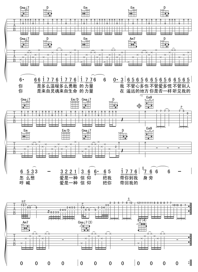 信仰(双吉他)-C大调音乐网