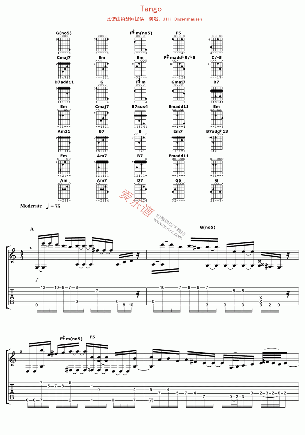 《Ulli Bogershausen《Tango》》吉他谱-C大调音乐网
