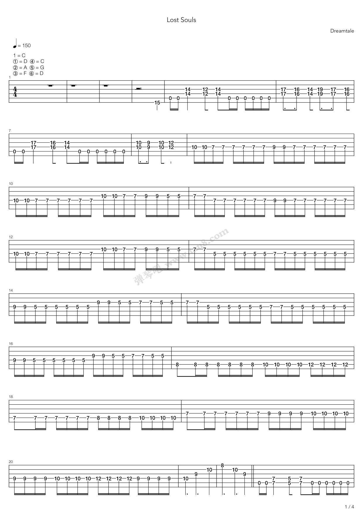 《Lost Souls》吉他谱-C大调音乐网