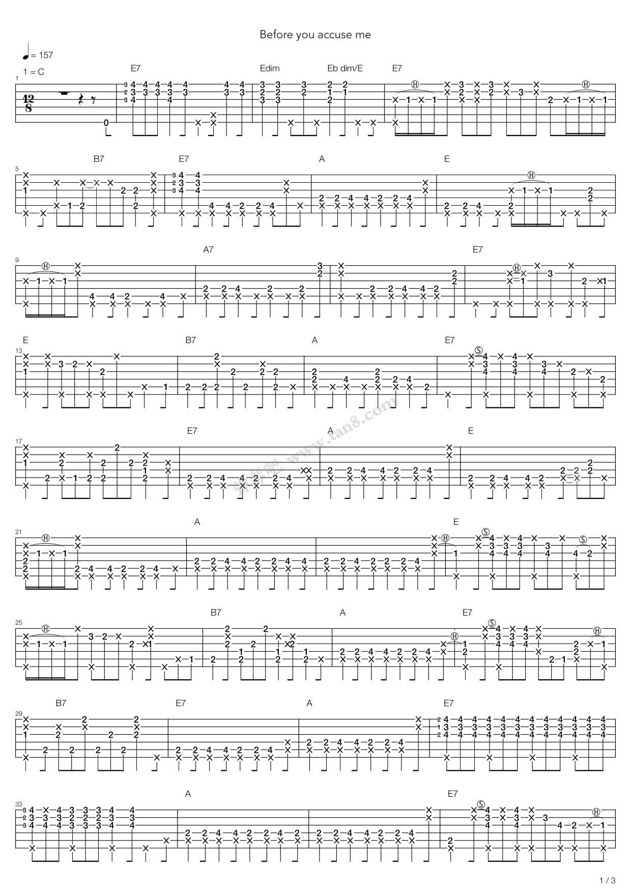 《Clapton, Eric - Before You Accuse Me (Unplugged)》吉他谱-C大调音乐网