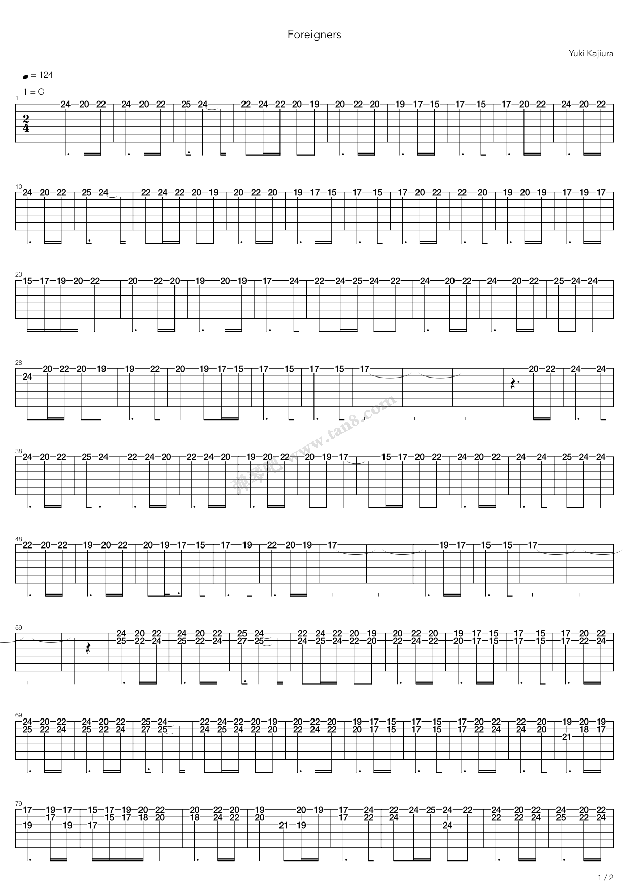 《Foreigners》吉他谱-C大调音乐网