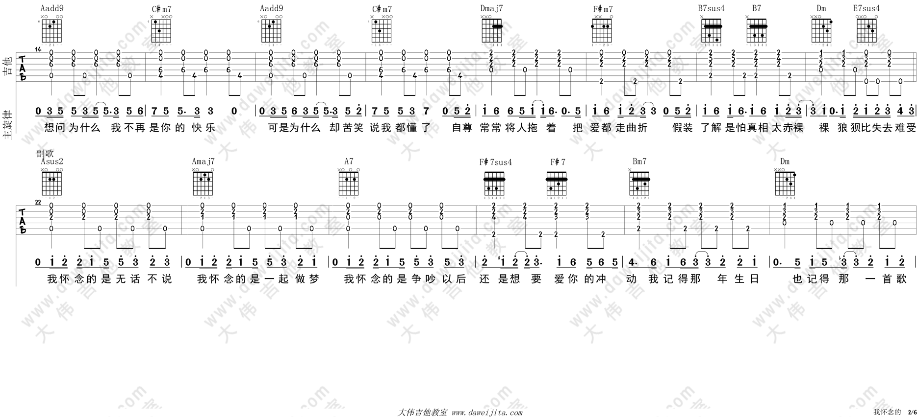 《孙燕姿《我怀念的》吉他弹唱教学附谱》吉他谱-C大调音乐网