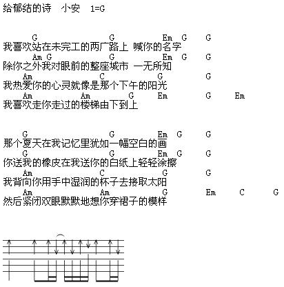 《给郁结的诗》吉他谱-C大调音乐网