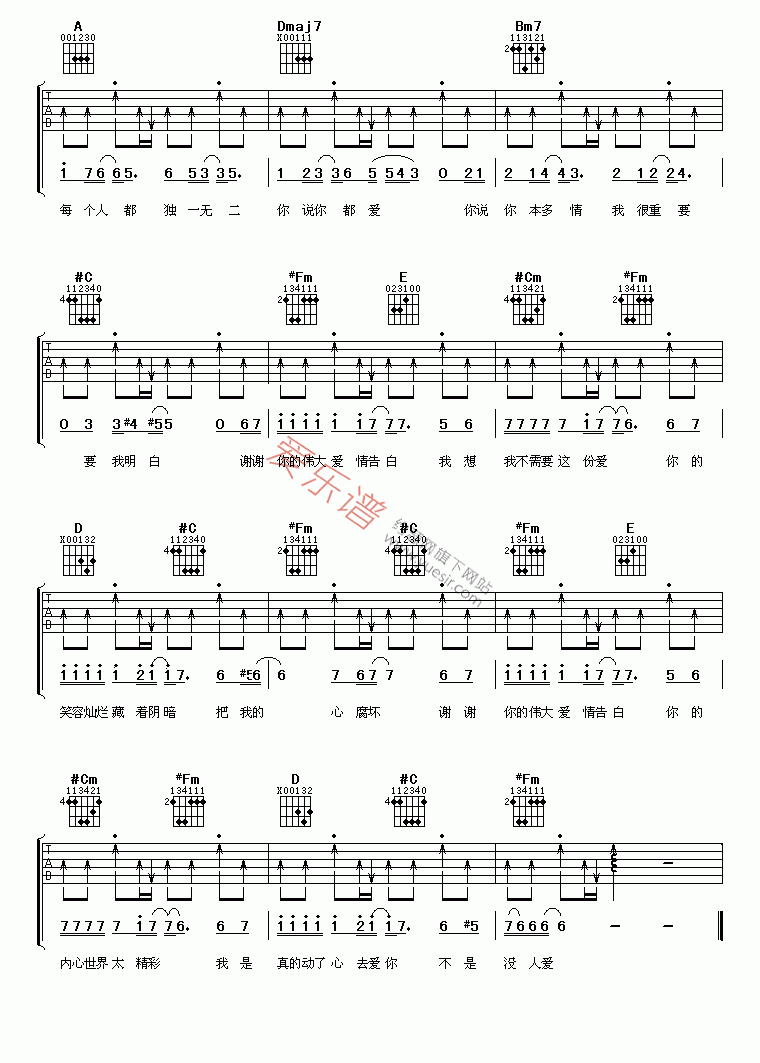 《Sara《谢谢你》》吉他谱-C大调音乐网