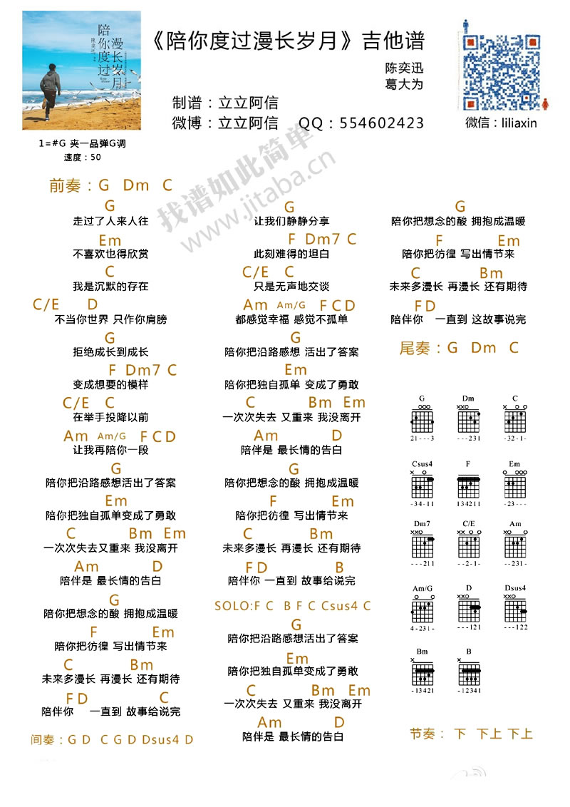 《陪你度过漫长岁月吉他谱_陈奕迅_和弦谱图片》吉他谱-C大调音乐网