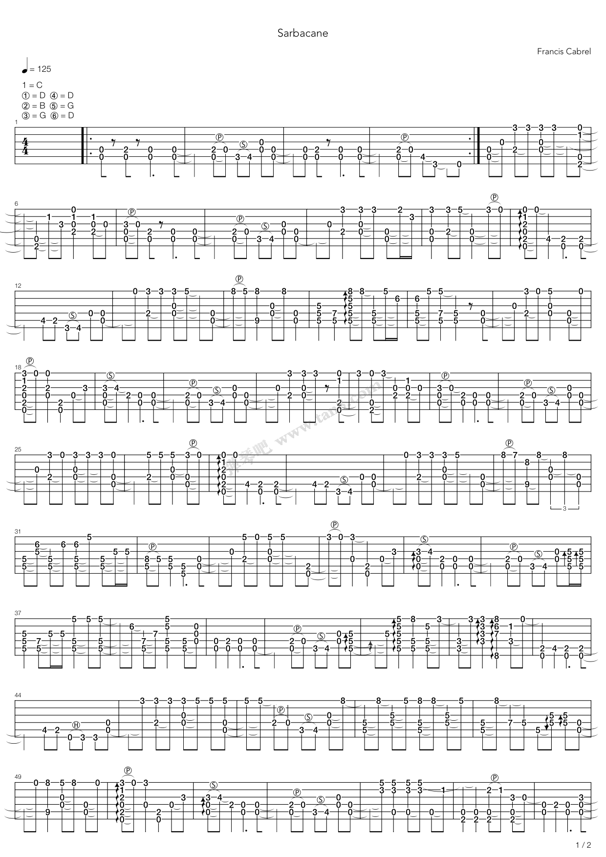 《Sarbacane》吉他谱-C大调音乐网