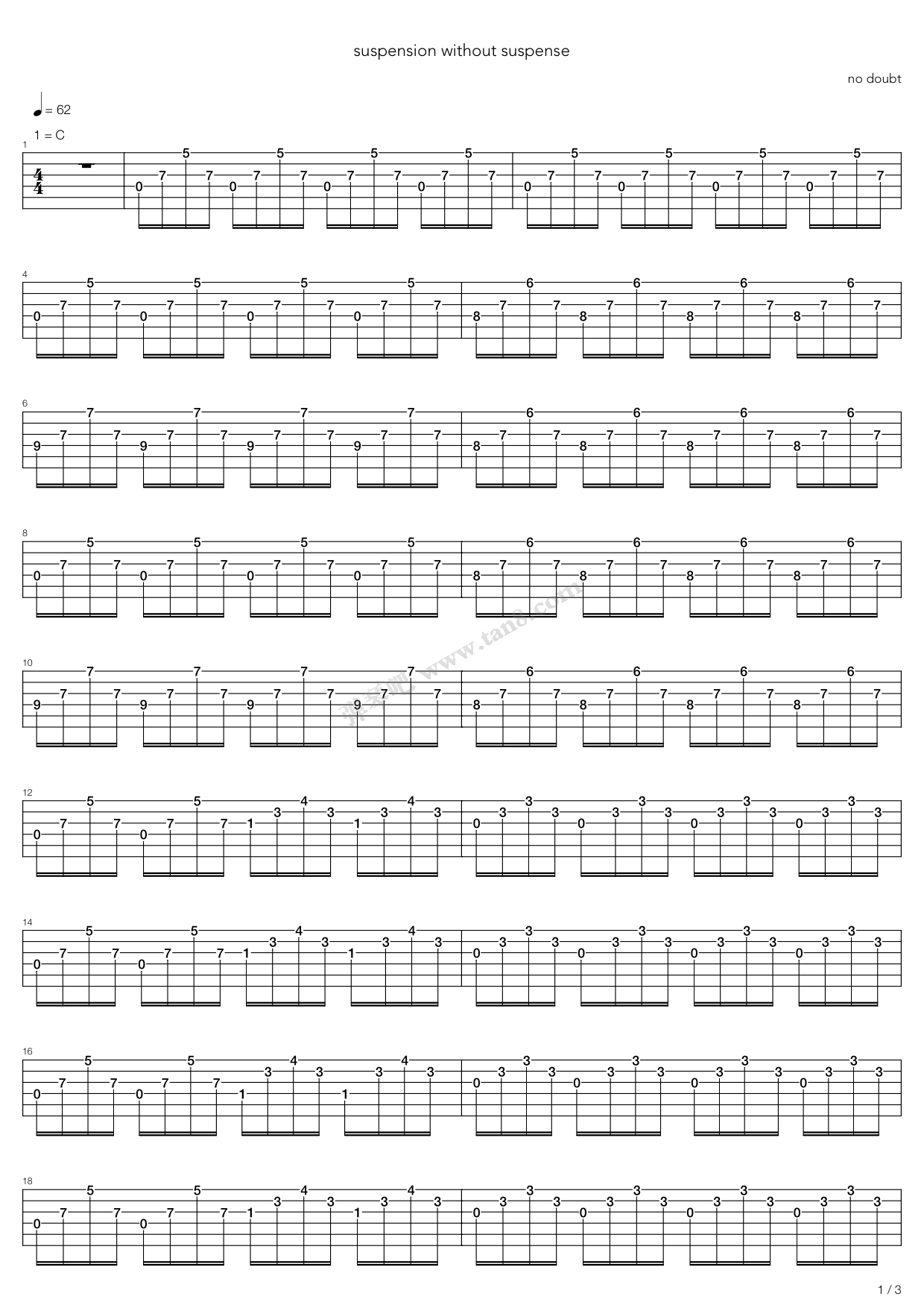 《Supension Without Supense》吉他谱-C大调音乐网