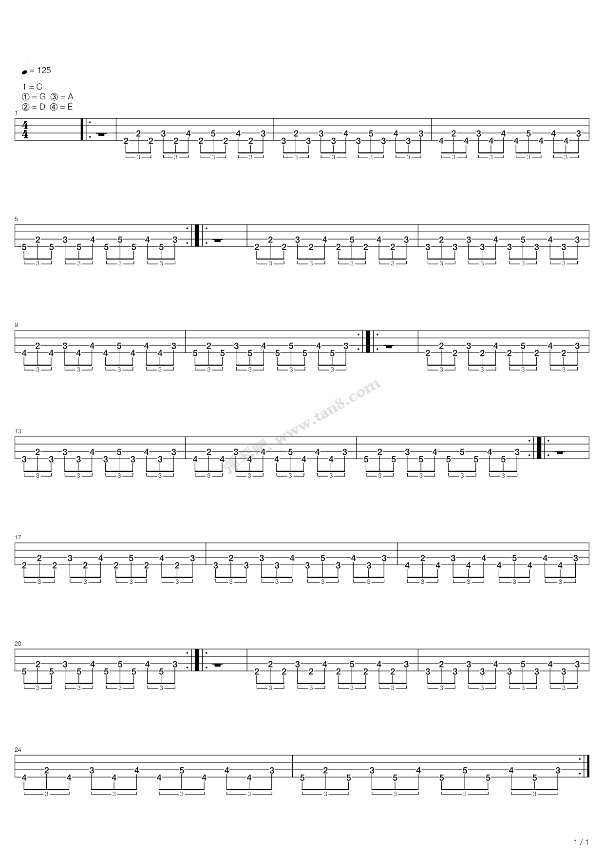 《地狱贝斯：第一册第一章节 - 过关练习曲 ...》吉他谱-C大调音乐网