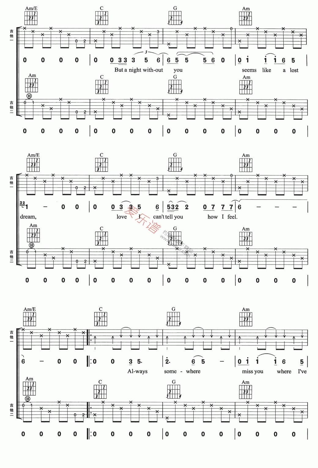 《Scorpions(蝎子乐队)《Always Somewhere》》吉他谱-C大调音乐网