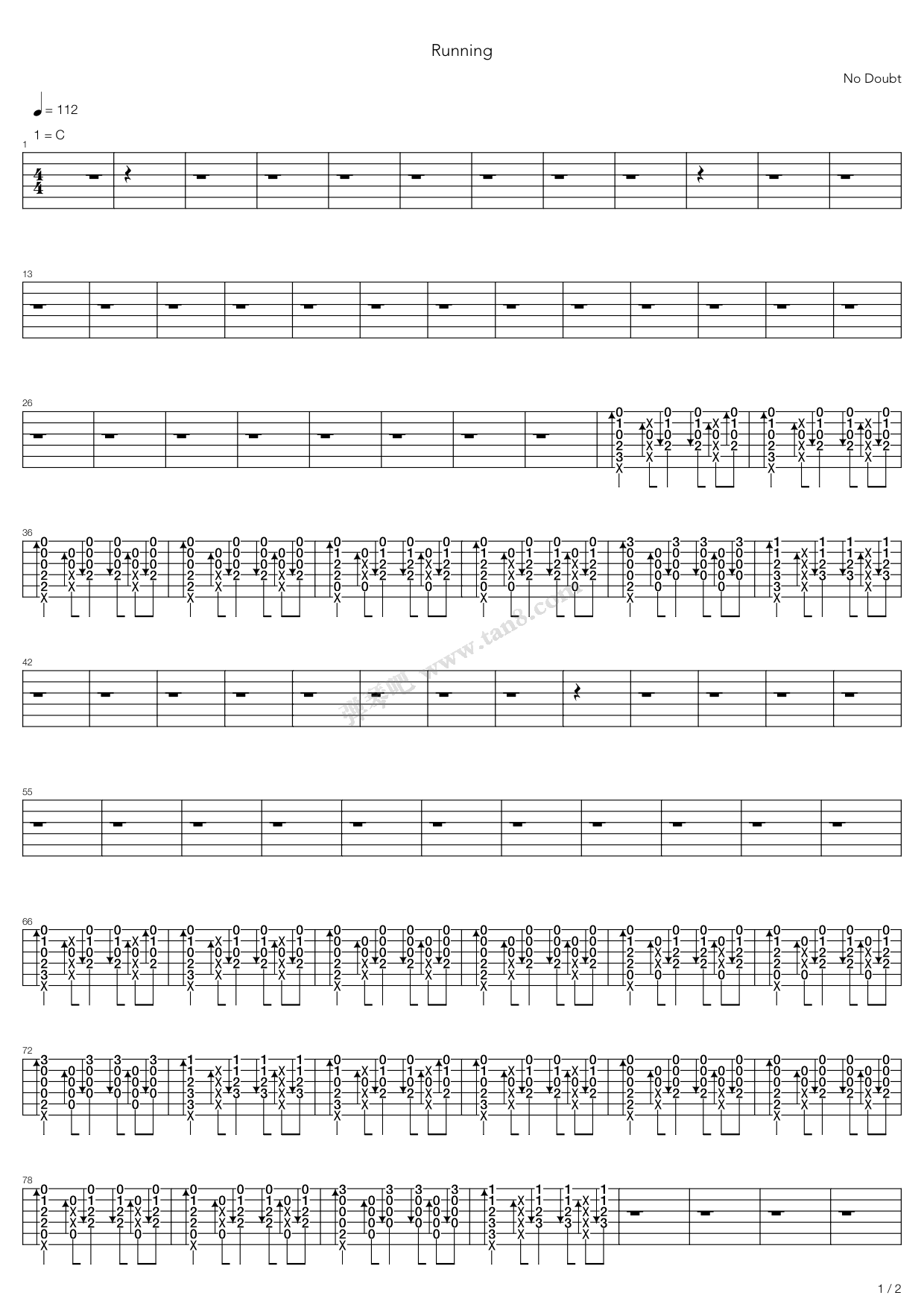 《Running》吉他谱-C大调音乐网