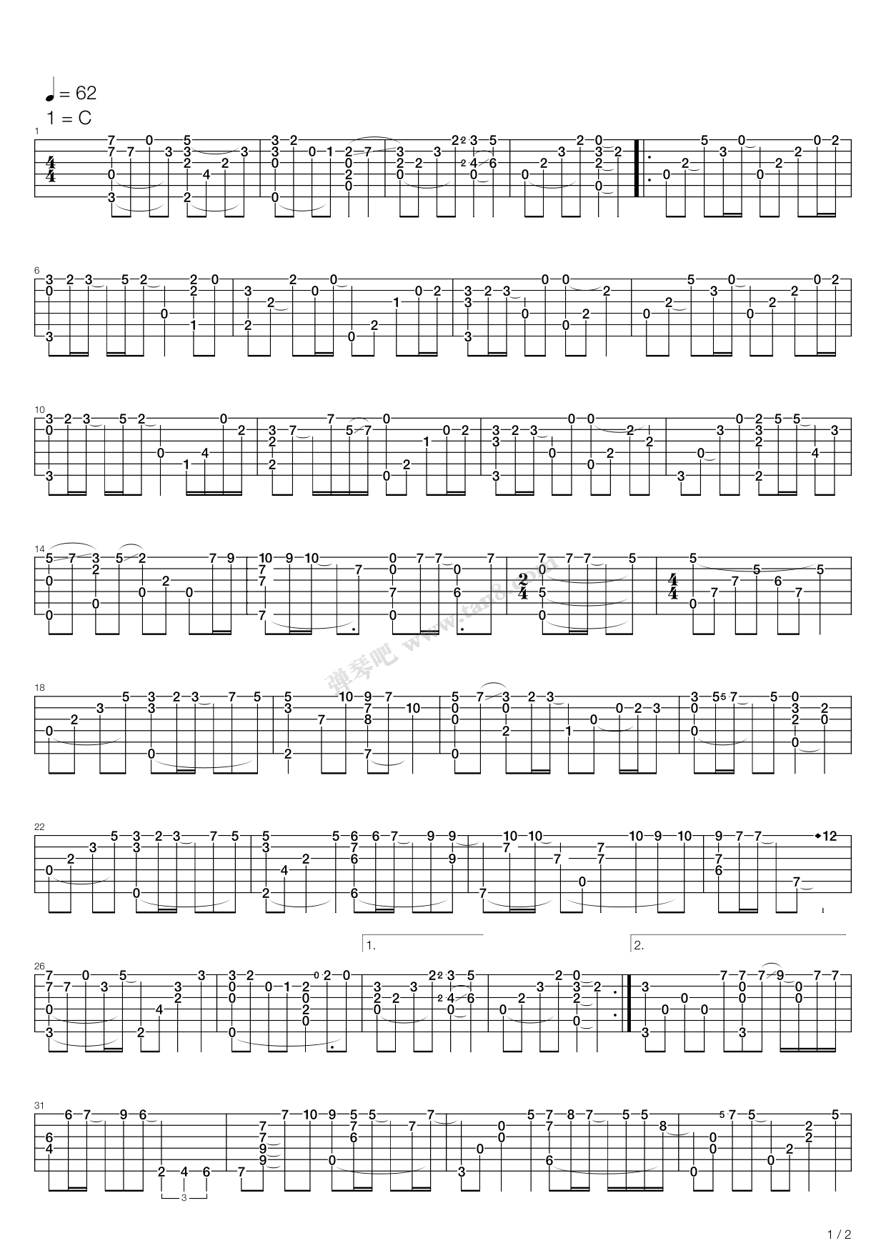 《我的野蛮女友 - I believe》吉他谱-C大调音乐网