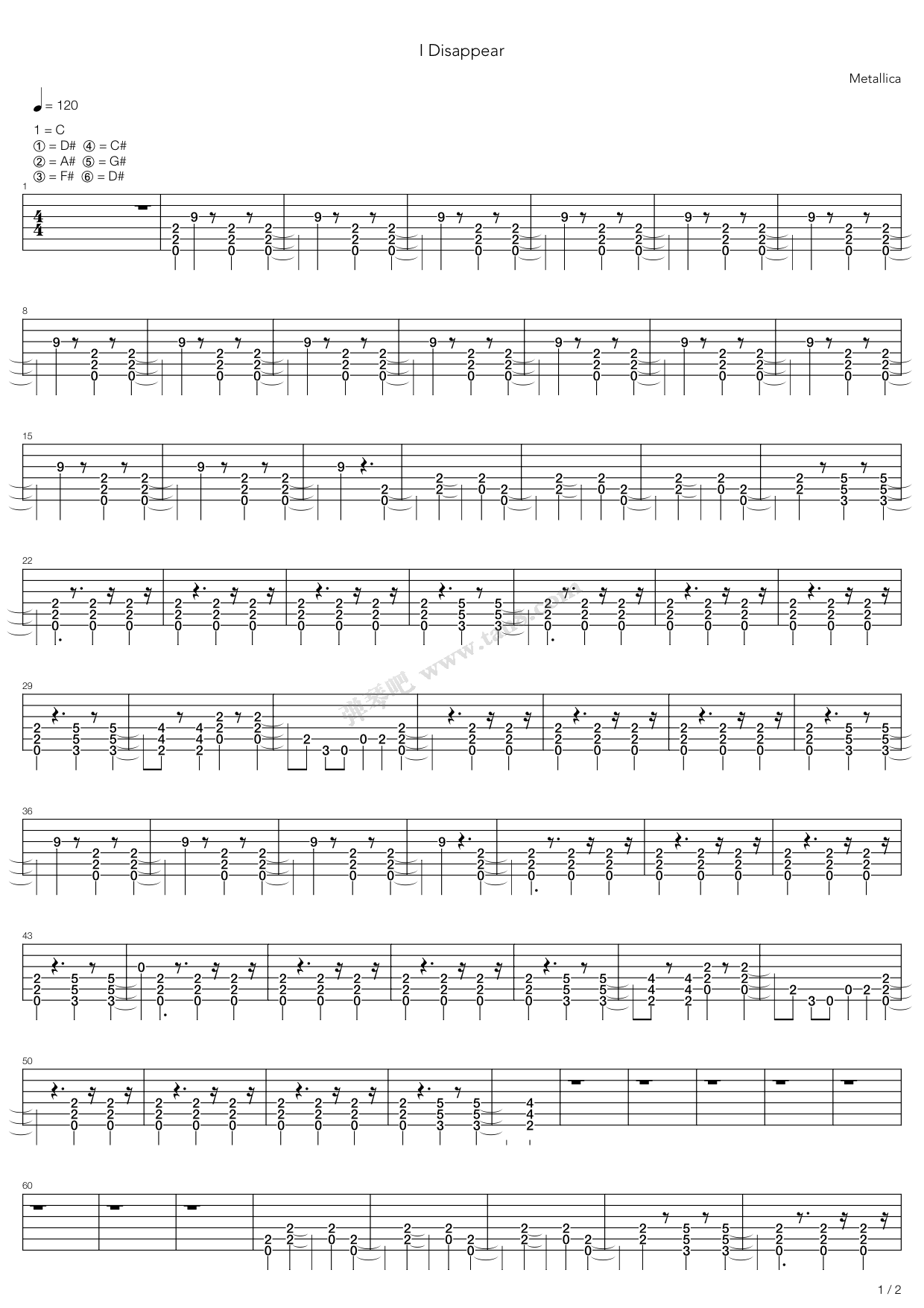 《I Disappear》吉他谱-C大调音乐网